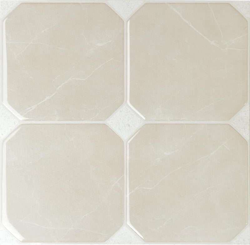 Smart Tiles Peel and Stick Backsplash - 5 Sheets of 7,75" x 7,75" Betera Beige - 3D Adhesive Peel and Stick Tile Backsplash for Kitchen, Bathroom, Wall Tile - Image 1